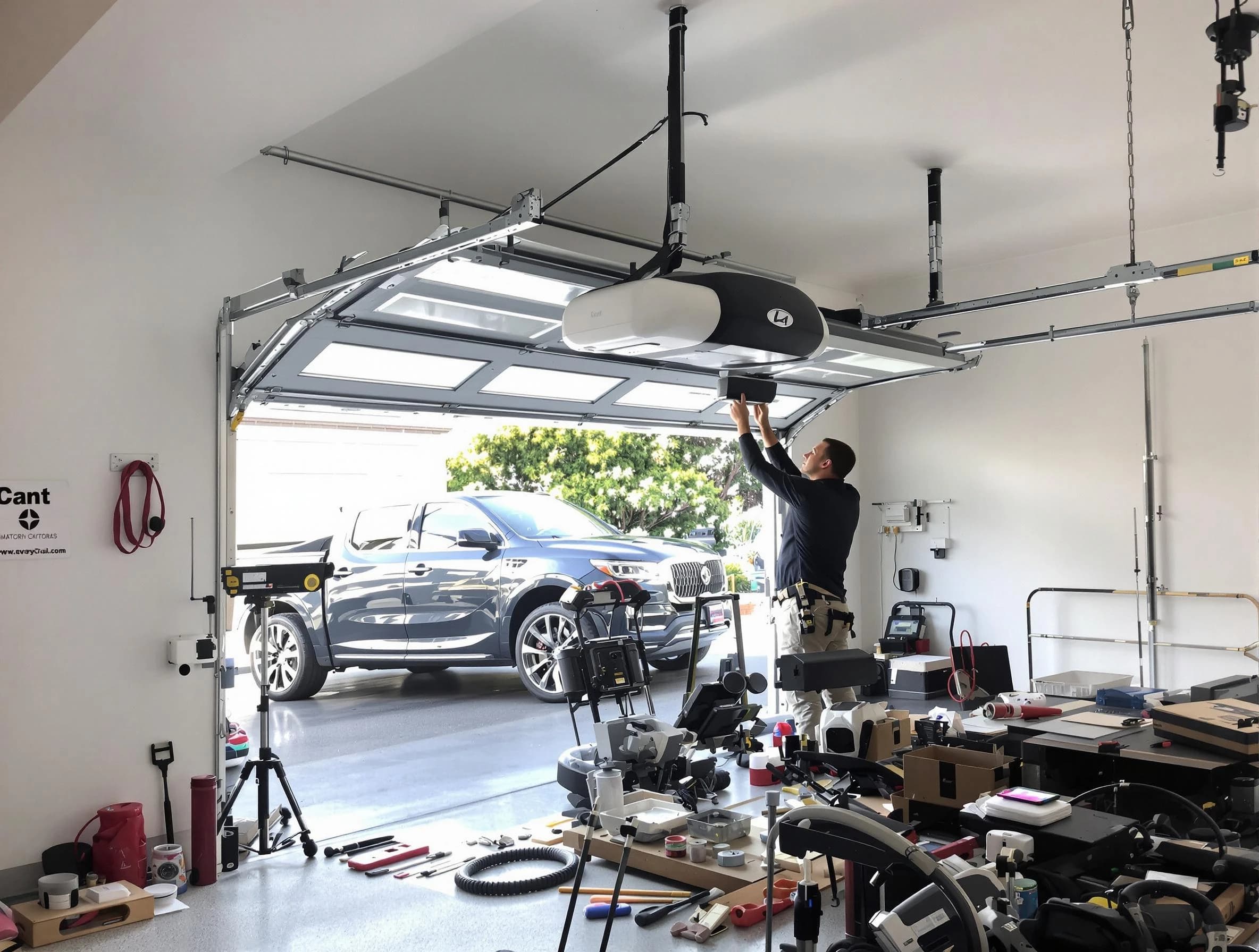 North Versailles Garage Door Repair specialist installing smart garage door opener system in North Versailles home