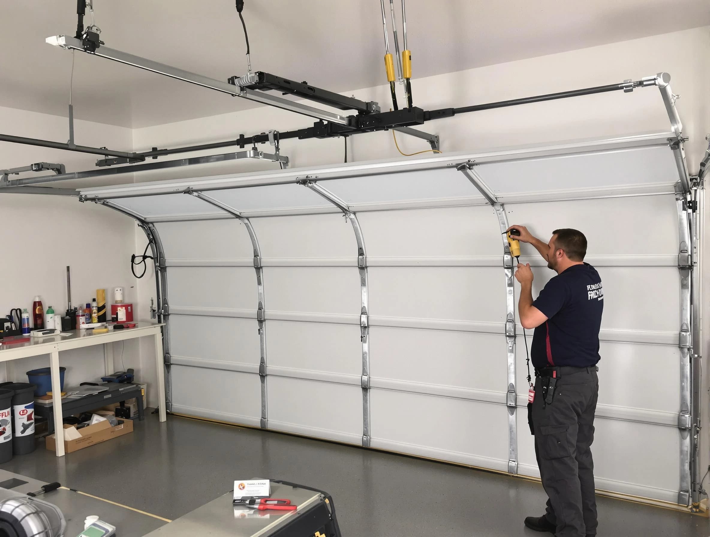 North Versailles Garage Door Repair certified technician performing overhead door system repair in North Versailles