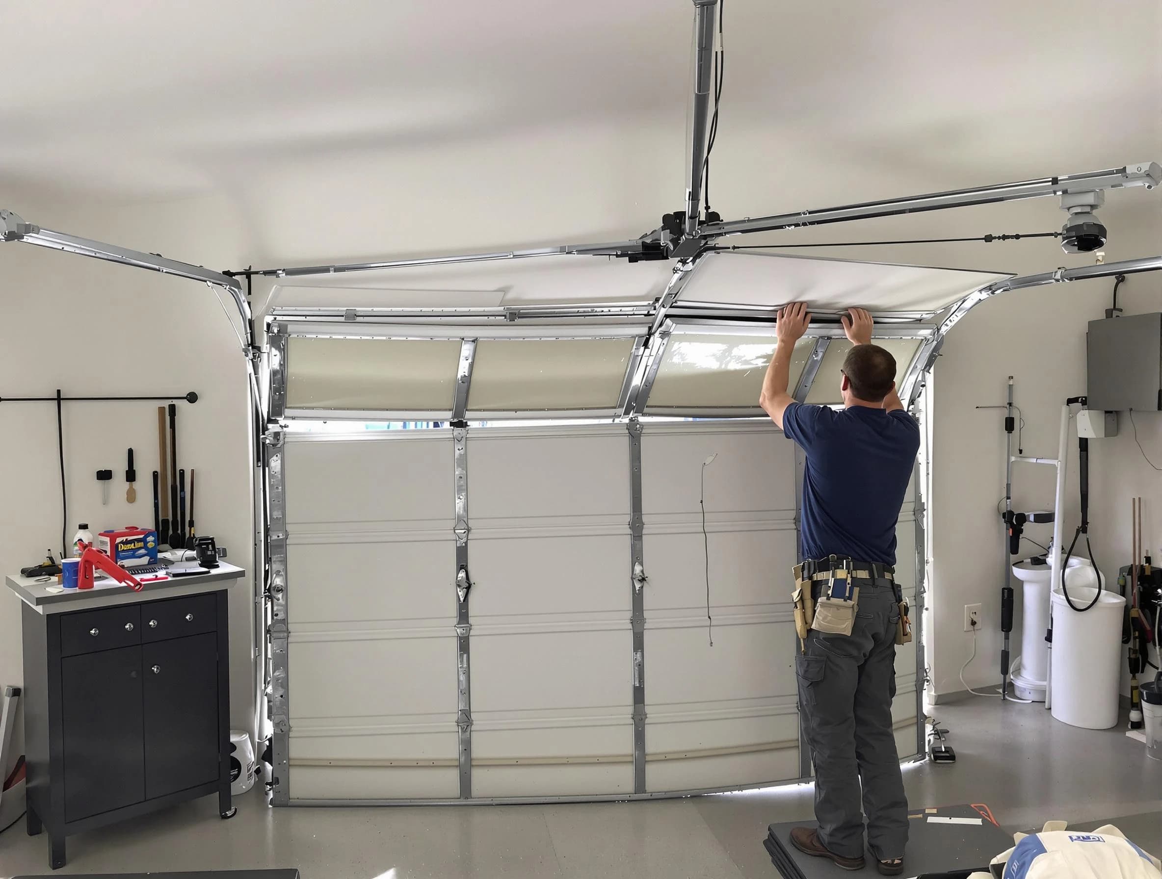 North Versailles Garage Door Repair specialist performing precise section replacement on North Versailles garage door
