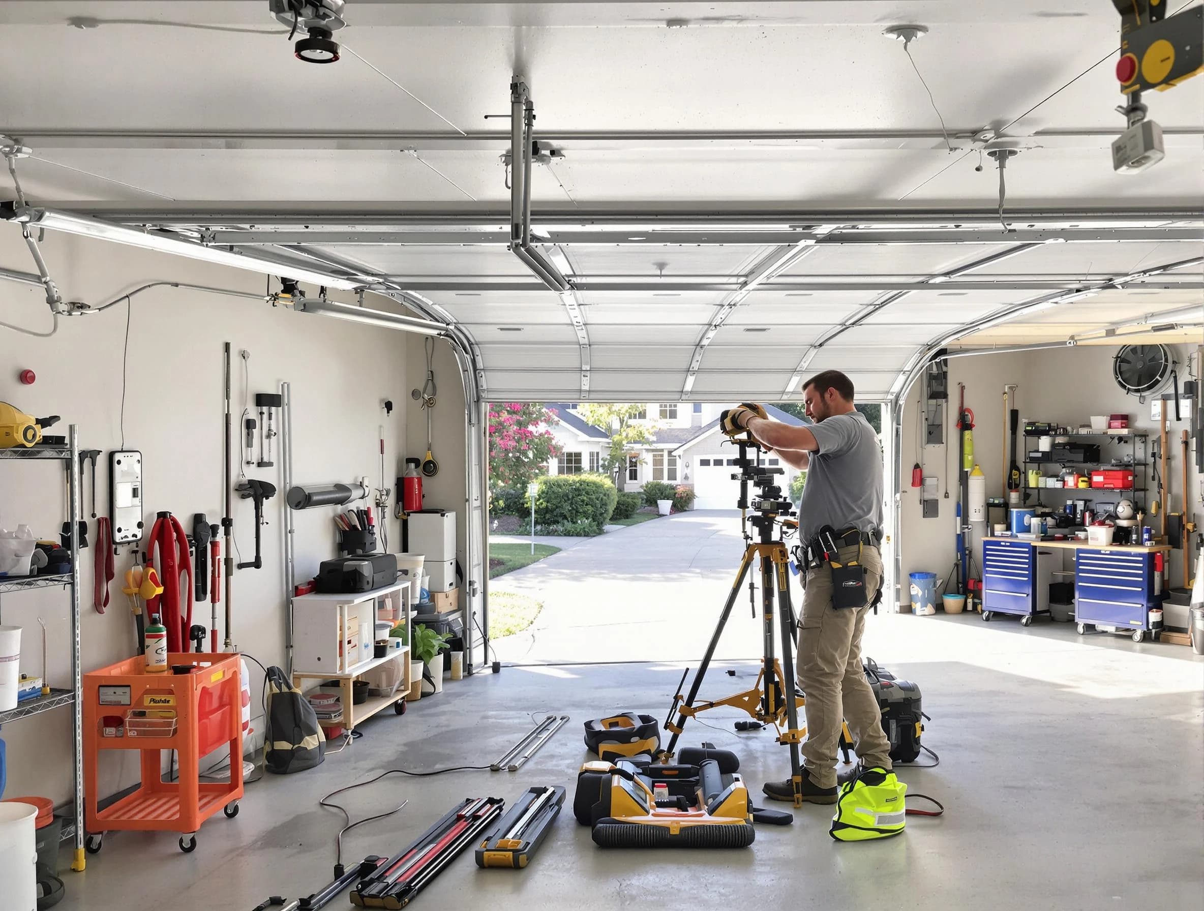 North Versailles Garage Door Repair specialist performing laser-guided track alignment in North Versailles
