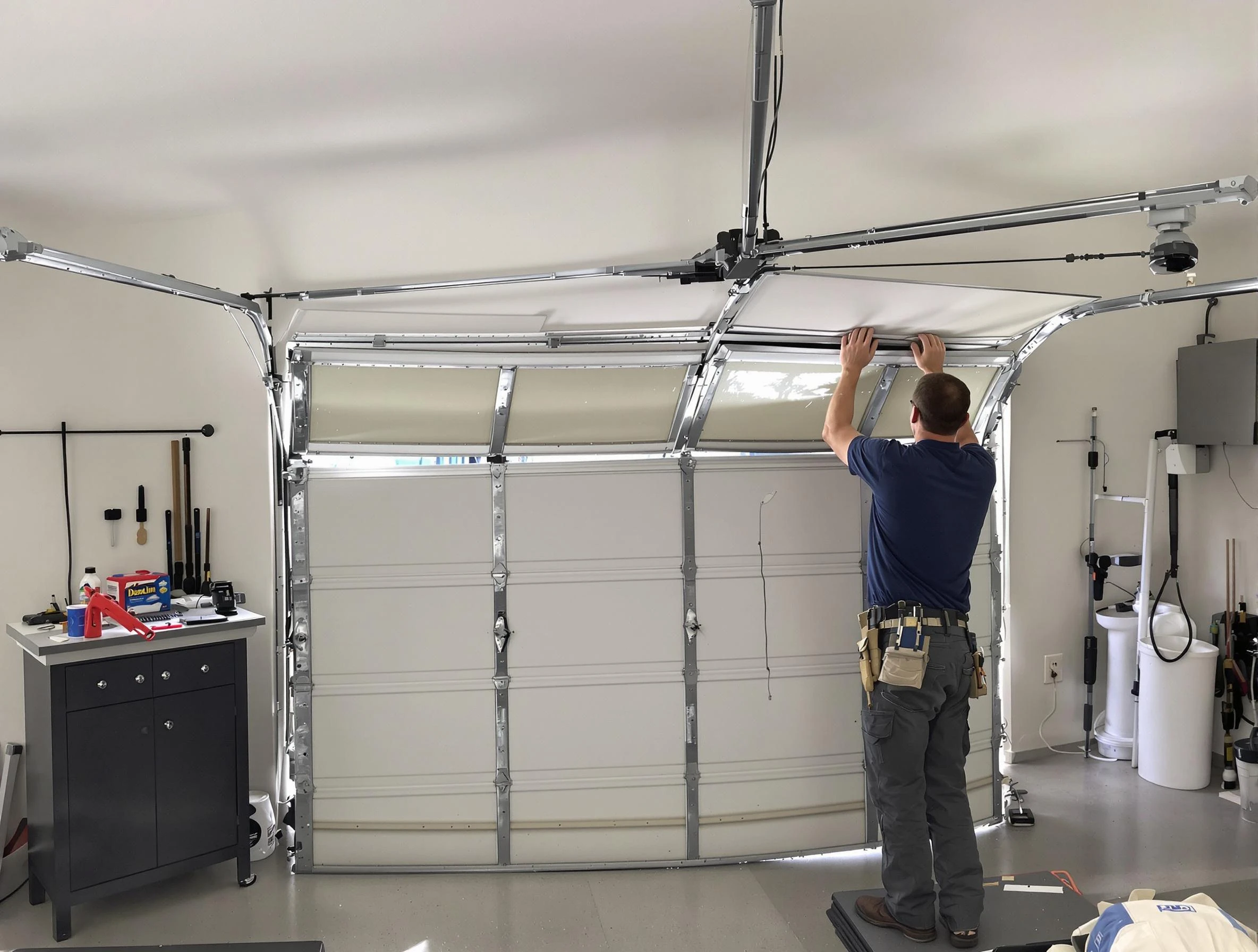 North Versailles Garage Door Repair specialist performing precise section replacement on North Versailles garage door